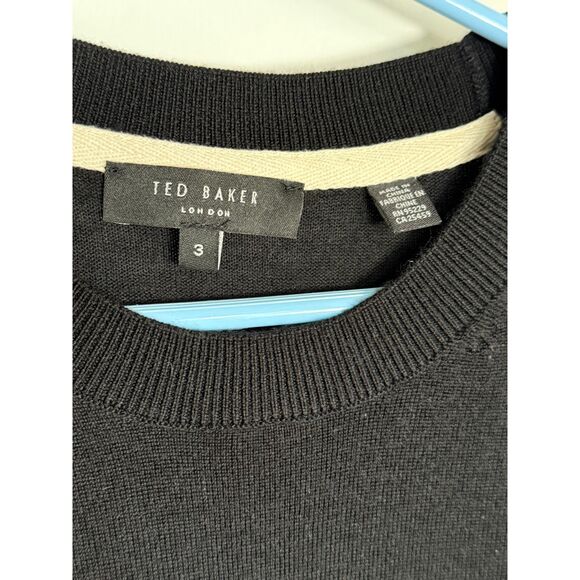 Ted Baker London Lightweight Black Wool Sweater Size 3(s/m) Old money MSRP $175 - Picture 7 of 11